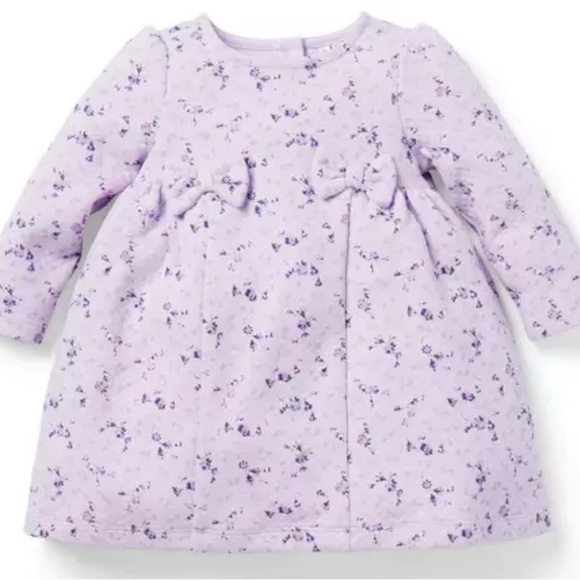 Janie And Jack Lilac Baby Purple Marshmallow Quilted Bow Dress Size 0-3 Months. - Picture 1 of 7